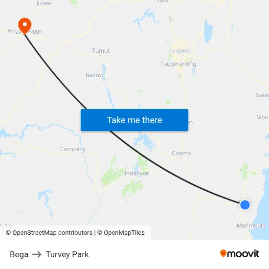 Bega to Turvey Park map