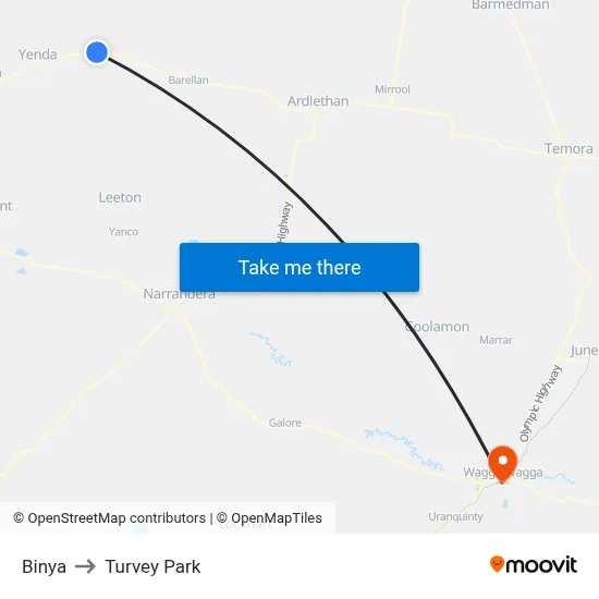 Binya to Turvey Park map