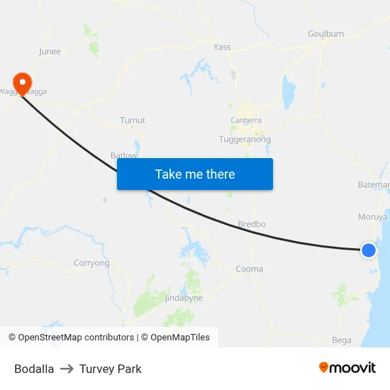 Bodalla to Turvey Park map
