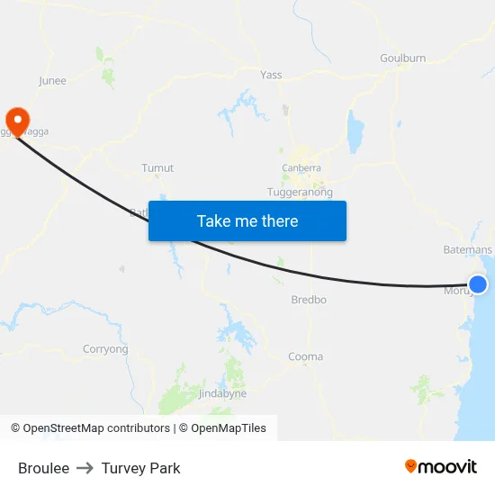 Broulee to Turvey Park map