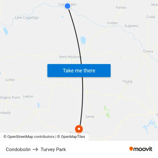Condobolin to Turvey Park map