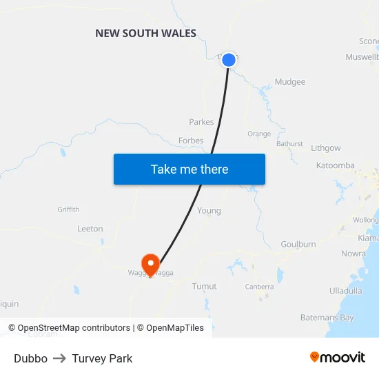 Dubbo to Turvey Park map