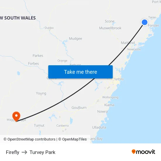 Firefly to Turvey Park map