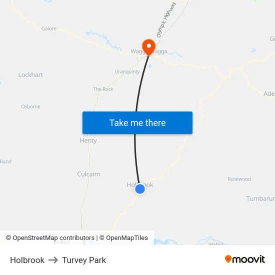 Holbrook to Turvey Park map