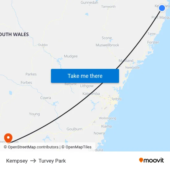 Kempsey to Turvey Park map