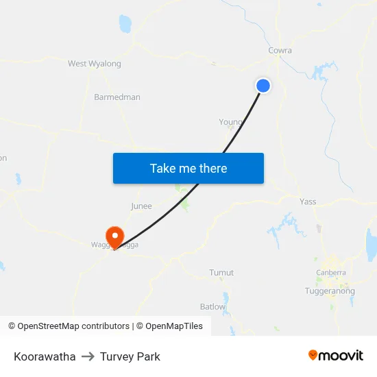 Koorawatha to Turvey Park map