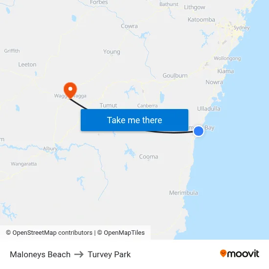 Maloneys Beach to Turvey Park map