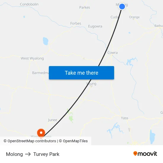 Molong to Turvey Park map