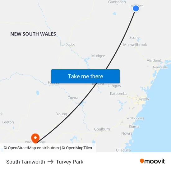 South Tamworth to Turvey Park map