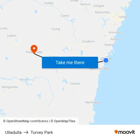 Ulladulla to Turvey Park map