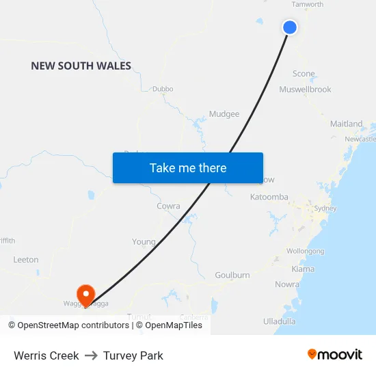 Werris Creek to Turvey Park map