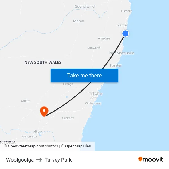 Woolgoolga to Turvey Park map