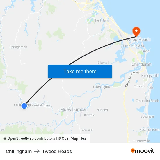 Chillingham to Tweed Heads map