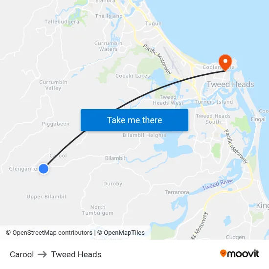 Carool to Tweed Heads map