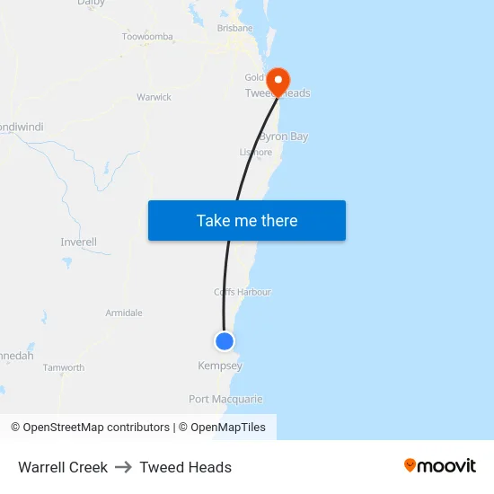 Warrell Creek to Tweed Heads map