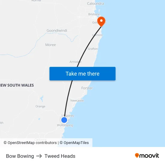 Bow Bowing to Tweed Heads map