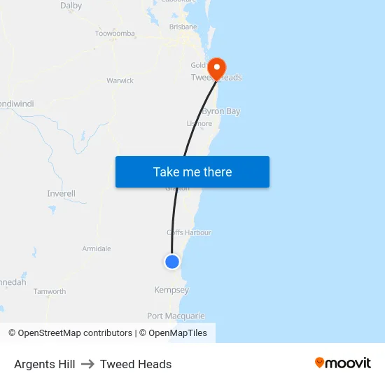 Argents Hill to Tweed Heads map