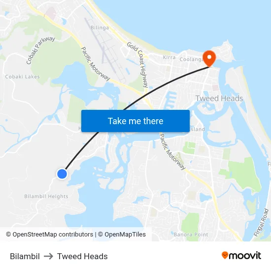 Bilambil to Tweed Heads map