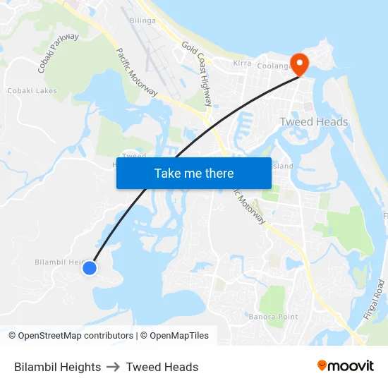 Bilambil Heights to Tweed Heads map