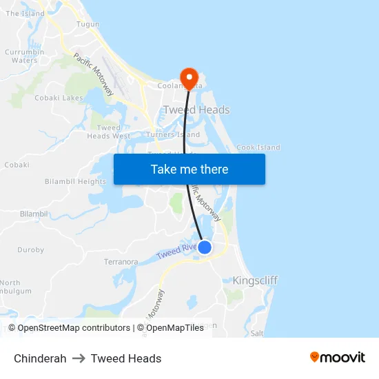 Chinderah to Tweed Heads map