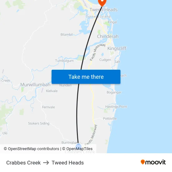 Crabbes Creek to Tweed Heads map