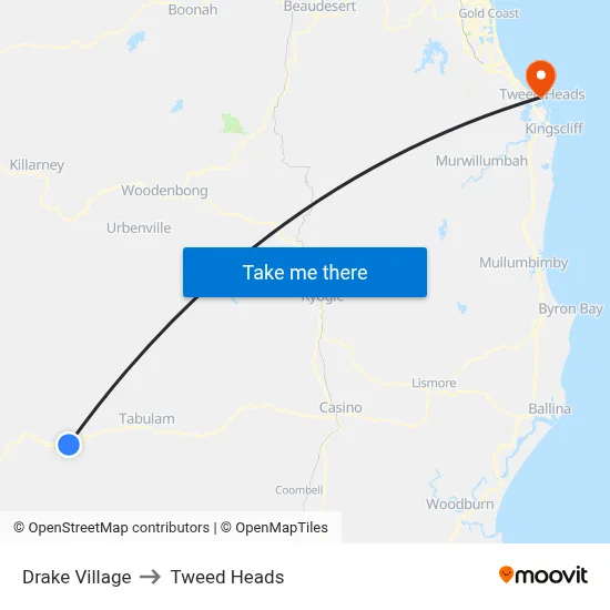 Drake Village to Tweed Heads map