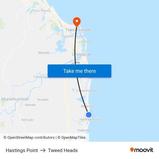 Hastings Point to Tweed Heads map