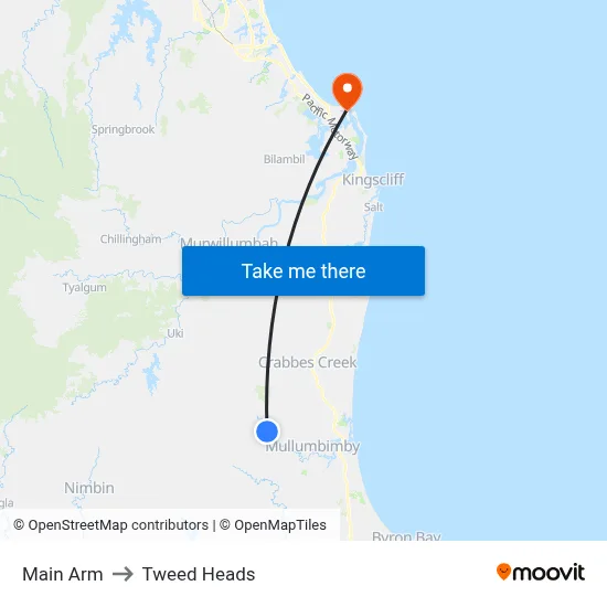 Main Arm to Tweed Heads map