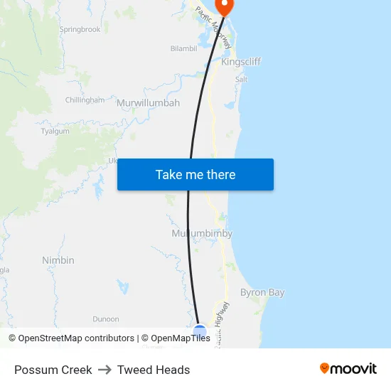 Possum Creek to Tweed Heads map