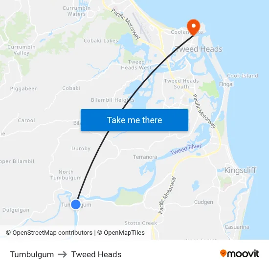 Tumbulgum to Tweed Heads map