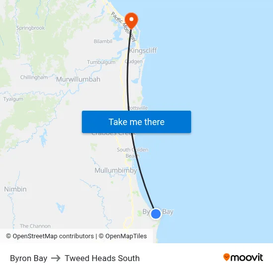 Byron Bay to Tweed Heads South map