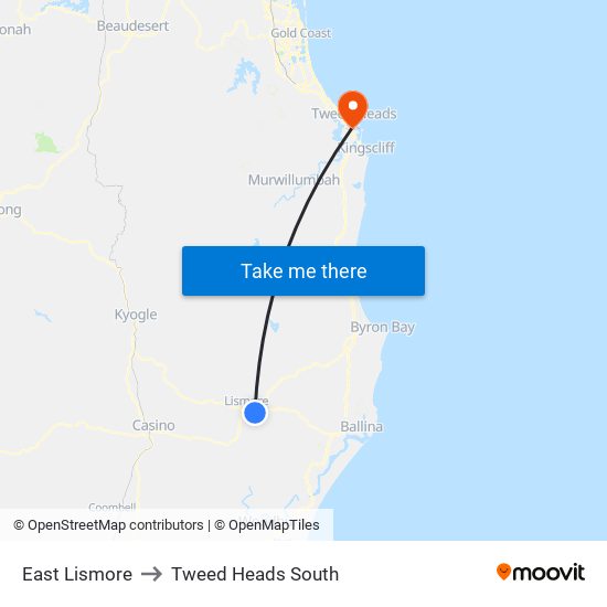 East Lismore to Tweed Heads South map
