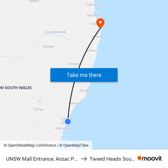 UNSW Mall Entrance, Anzac Pde to Tweed Heads South map