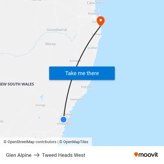 Glen Alpine to Tweed Heads West map