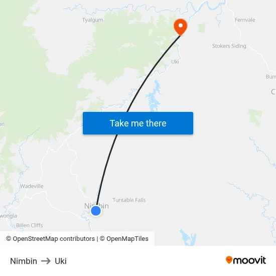 Nimbin to Uki map
