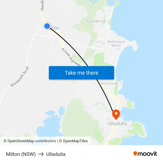Milton (NSW) to Ulladulla map