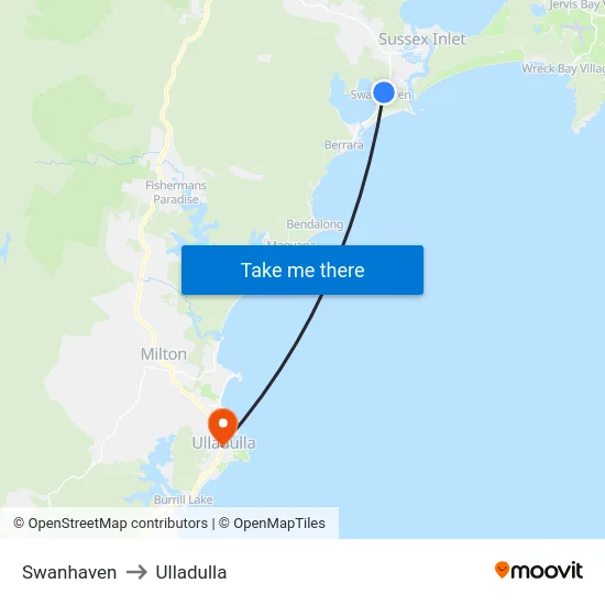 Swanhaven to Ulladulla map
