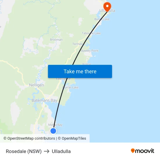 Rosedale (NSW) to Ulladulla map