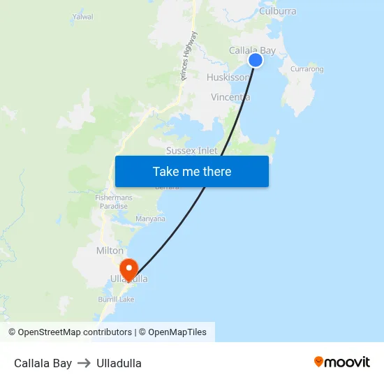 Callala Bay to Ulladulla map