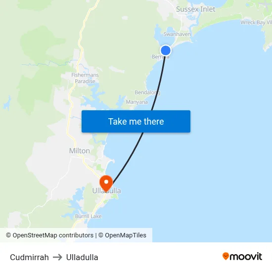 Cudmirrah to Ulladulla map