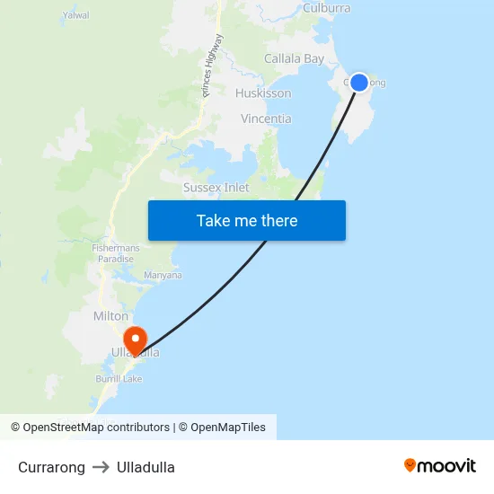 Currarong to Ulladulla map