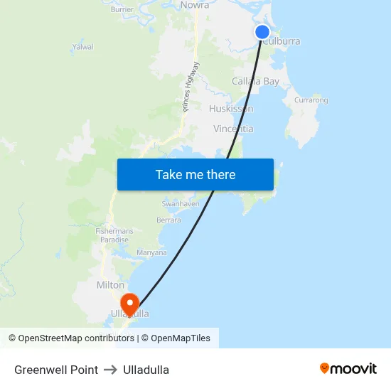 Greenwell Point to Ulladulla map