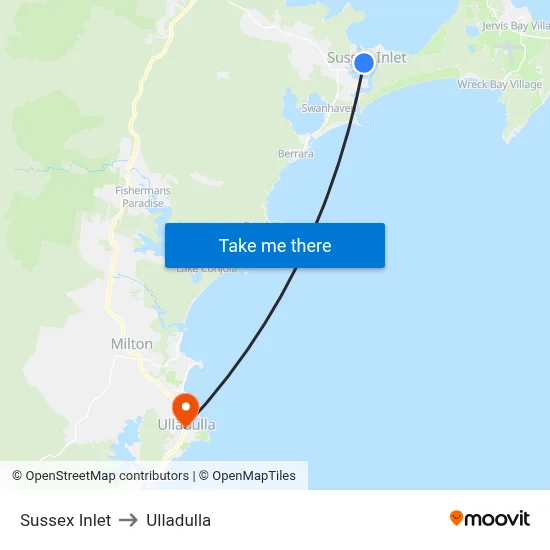 Sussex Inlet to Ulladulla map