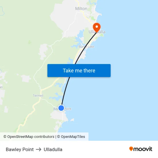 Bawley Point to Ulladulla map
