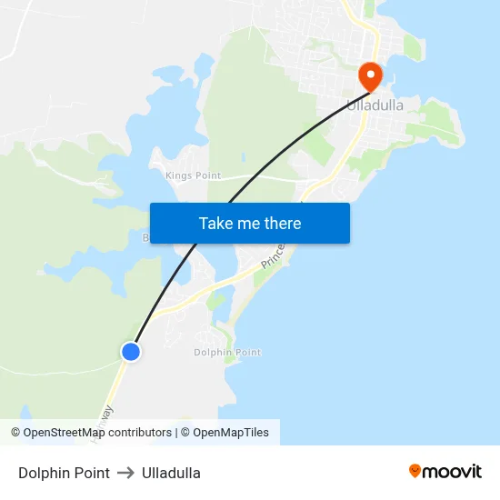 Dolphin Point to Ulladulla map