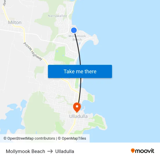 Mollymook Beach to Ulladulla map