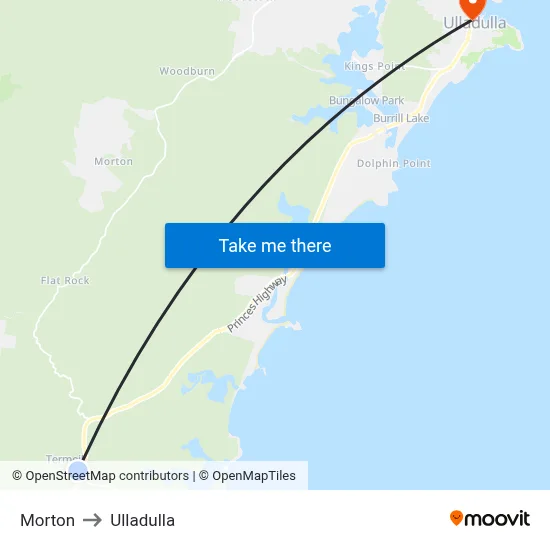 Morton to Ulladulla map