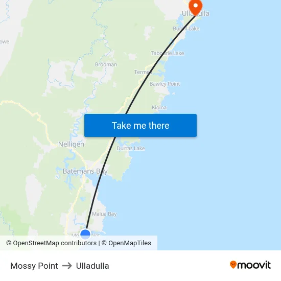Mossy Point to Ulladulla map