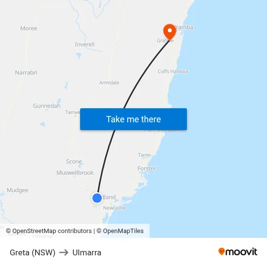 Greta (NSW) to Ulmarra map