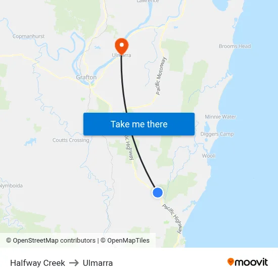Halfway Creek to Ulmarra map